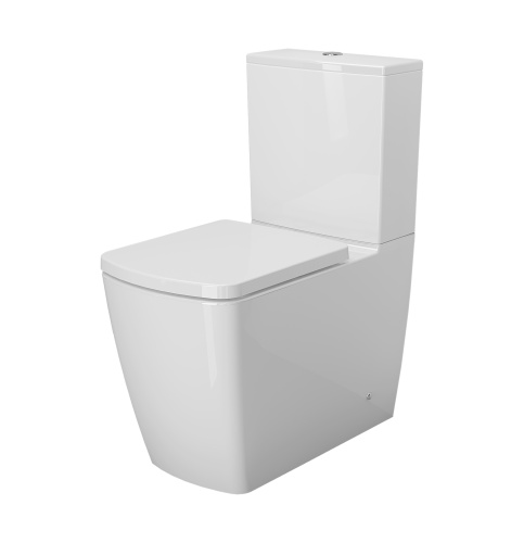 Унитаз напольный с бачком Ambassador Kingston 147K19001RS белый с сиденьем безободковый каскадный смыв